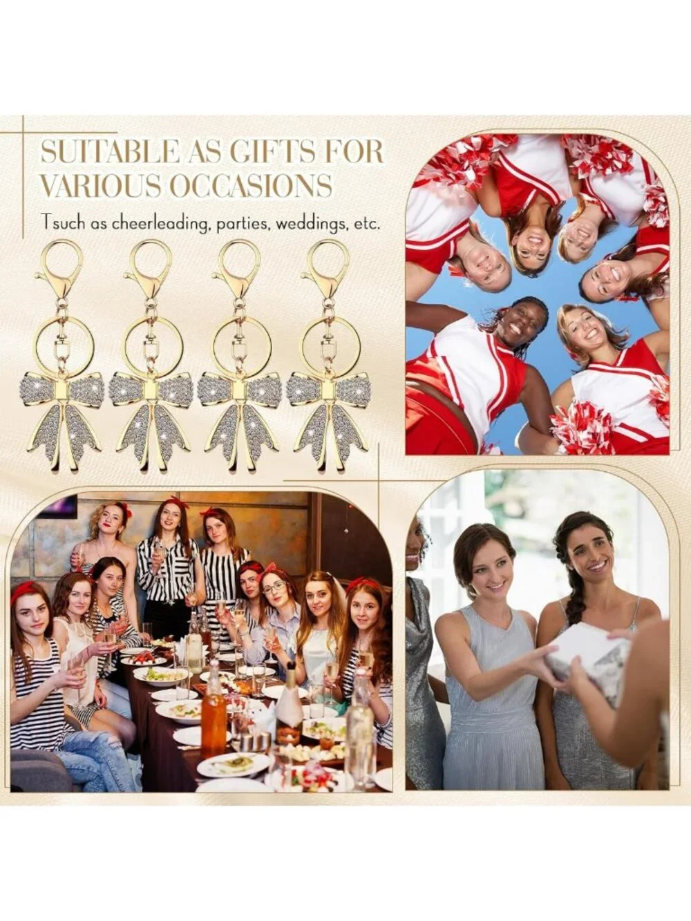 12 Sets Bow & Pearl Keychain Accessories for Women - Cute Purse Charm Pendants
